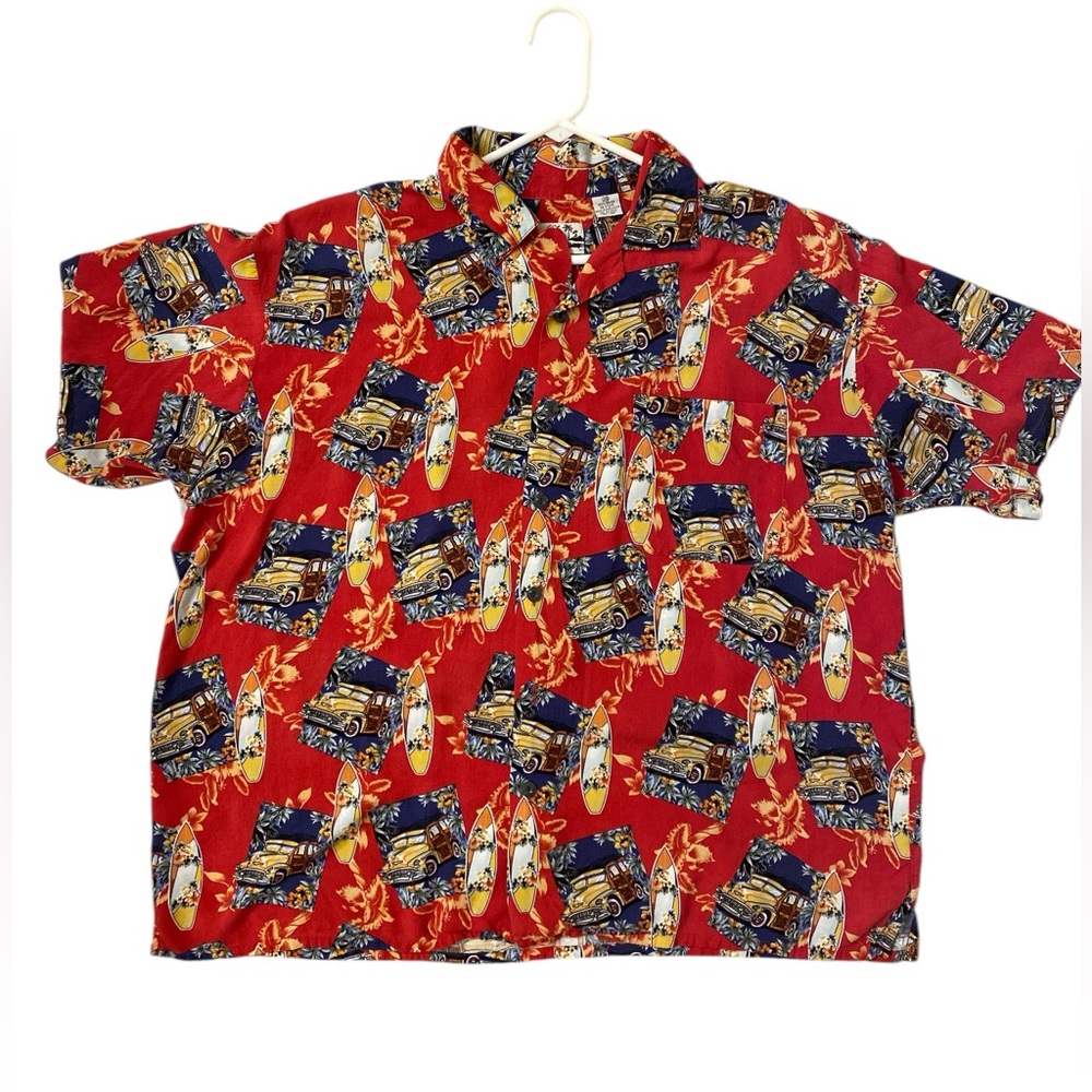 Pineapple Connection Hawaiian Shirt 2XB Red Vintage Surf Tiki Aloha Island Style